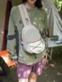 Outdoor sports travel chest bag in pink and grey color block for hiking and camping. - With Lanyard / L / Pink
