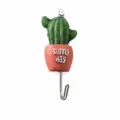 Cute cactus wall hook with animal head design, stainless steel sticky hook for home decor. - Animal Style