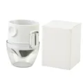 Portable coffee dripper variant, white pour over filter cup with clear base and folding design. - White with Cup Holder