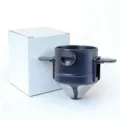 Collapsible coffee dripper portable pour over filter cup with folding arms and mesh. - Black with White Box Packaging
