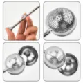 Stainless steel ball powder shaker and tea infuser with telescopic handle for baking. - Flour Sifter in Original Color / Silver