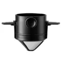 Portable collapsible pour over coffee dripper with fine mesh filter and foldable arms for travel. - Black with PP Bag Packaging