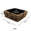 Vintage square resin incense burner ashtray with rose relief, 13.5x13.5x4.5cm home decor. - Square Incense Burner