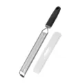 Stainless steel lemon zester and cheese grater with protective cover for kitchen cooking. - Fine Tooth 2102-4