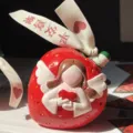 Cute strawberry angel desktop ornament with heart sculpture, perfect creative gift for friends. - With "Wishing Success" Orange Ribbon / Strawberry