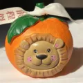 Cute lion orange desktop ornament creative gift for friends and home decor festival. - With "Wishing Success" Orange Ribbon / Orange