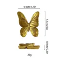 3D gold butterfly resin fridge magnet and wall decor with detailed texture and size specs. - Butterfly No. 2 (Long) / With Adhesive for Wall Mounting / Gold