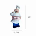 Cute cartoon chef resin fridge magnet with TASTY sign, 7cm creative home decor message sticker. - Tasty / 7cm