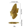 Gold 3D butterfly resin fridge magnet wall decor variant showing size specifications - Butterfly No. 4 (Right 4) / With Adhesive for Wall Mounting / Gold