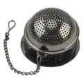 Boule a infuser le the en acier inoxydable noir avec chaine et egouttoir pour the vrac - Avec Plateau / Noir