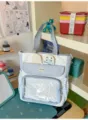 Ιαπωνική τσάντα ita-bag με πουά για μαθητές με χαριτωμένα αυτιά γάτας και μεγάλη χωρητικότητα - Μονή Τσάντα / Μπλε