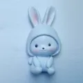 Cute blue rabbit wall hook punch free adhesive cute animal decor key holder plug organizer - Style B / 5.5x11cm / White