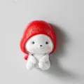 Cute cartoon rabbit resin plug hook wall mount cable organizer and key holder red hat - A-Style Red