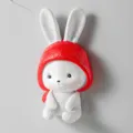Cute cartoon rabbit resin wall hook and plug holder for home decoration and cable storage. - Style B Red