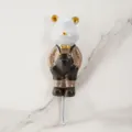 Creative cute bear wall hook resin key holder decorative entry room storage cute hanging decor - Universal / Type A Grey Velvet