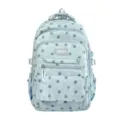 Light blue star pattern backpack for girls with large capacity schoolbag design - Light Blue