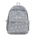 Vue de face d'un joli sac à dos en vichy gris et blanc avec broderie de nœuds blancs - Gris