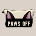 Detaillierte Makroansicht des süßen Katzenprints und des PAWS OFF Textes auf der Tasche - Katzenohren Brief PAWSOFF (hzb760)