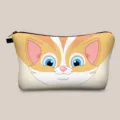 Detailaufnahme eines süßen Katzen-Gesichtsdrucks auf einer strapazierfähigen Kosmetiktasche. - Orange Weiße Cartoon Katzengesicht (hzb771)