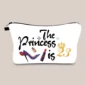 Tragbare weiße Leinwand-Kosmetiktasche mit 'The Princess is 23' Geburtstagsmotiv - 23. Geburtstag Stil (hzb1512)