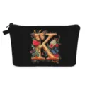 Pochette trucco nera con stampa floreale di farfalle e lettera K - Stile K