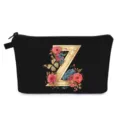 Elegante pochette nera da viaggio con lettera Z floreale e chiusura sicura con zip - Stile Z