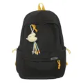 Vue de face d'un sac à dos en nylon noir minimaliste avec des détails jaunes et lune - Sac à dos (Noir) / Noir