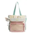 Sweet Japanese style pastel ita bag for students with mesh front display pocket - Green and Yellow