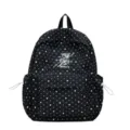Stylischer schwarzer Rucksack mit großer Kapazität, weißen Sternen und Punkten für Schüler - Schwarz