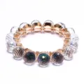 Colorful crystal ball elastic bracelet variant featuring faceted beads and gold accents. - Clear