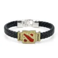 DOTA2 Spiele-Merchandise schwarzes geflochtene Lederarmband mit Legierung Metall Logo Detail. - Charm-Anhänger / Schwarz