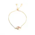 Gold-plated adjustable slider bracelet featuring a sparkling pink heart zircon pendant for women. - Gold Pink Heart