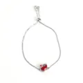 Silver adjustable bracelet featuring a sparkling red heart zircon pendant for women daily wear. - Silver Red Heart