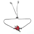Adjustable black box chain bracelet featuring a striking red heart and dagger charm for women. - Black Dagger Red Heart