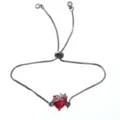 Red Zircon Heart Slider Bracelet Adjustable Chain Chic Fashion Jewelry for Women New - Black Classic Red Heart
