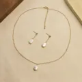 Elegante conjunto de joyas con collar de perlas barrocas naturales y pendientes a juego - Collar + Pendientes Juego