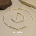 Elegantes Set aus Halskette und Armband mit natürlichen Perlen und grauem Mondstein für Damen. - Armband + Halskette Set / Natürliches Weiß und Grau