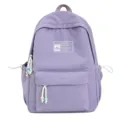 Zaino scolastico viola lavanda con perline decorative e toppa stampata di dettaglio - Viola