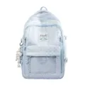 Mochila escolar itabag de rayas azul pastel con motivos de estrellas y bolsillo - Azul
