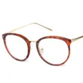 Gafas clásicas con montura de metal de carey para un estilo académico y look unisex - Leopardo Té Dorado Luz Azul (C3)