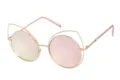 Stylish oversized cat-ear round sunglasses featuring rose gold frame and pink mirrored lenses - Gold Frame Pink Mirror (C1)