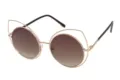 Oversized cat-ear round sunglasses with rose gold frame and brown gradient lenses - Gold Frame Brown Gradient Lens(C4)