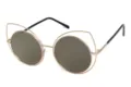 Chic cat-ear wire frame sunglasses with gold finish and round lenses for women - Gold Frame Champagne Gold (C3)
