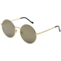 Occhiali da sole rotondi alla moda con montatura in metallo dorato e lenti scure - Montatura Oro Lenti Specchiate Oro