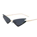 Occhiali da sole cat-eye senza montatura con montatura in metallo dorato e lenti grigie - Grigio nero