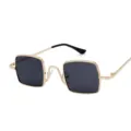 Retro steampunk vierkante zonnebril met goudkleurig metalen montuur en zwarte glazen - Gouden Frame Zwart Grijze Lens (C1)