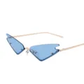 Occhiali da sole cat-eye senza montatura con lenti blu e montatura dorata elegante - Blu