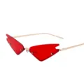Occhiali da sole cat-eye senza montatura rossi con stanghette in metallo dorato chic - Rosso