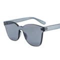 Lunettes de soleil oversize à verres océan avec monture bleu-gris transparente pour unisexe - Gris-Noir (C1)