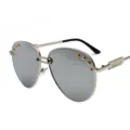Μοντέρνα γυαλιά ηλίου aviator με ασημί καθρέφτη και χρυσά διακοσμητικά τρουκς - Ασημένιος Σκελετός Ασημί Καθρέφτης C5